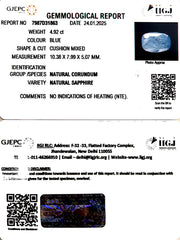 4.92/CT Natural Blue Sapphire with Govt Lab Certificate-4551